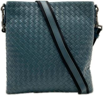 Bottega Veneta Intrecciato Green Leather Shoulder Bag (Pre-Owned)
