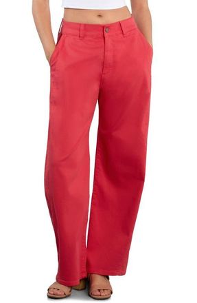 Wash Lab Denim Sweetheart Stripe Barrel Leg Jeans in Teaberry at Nordstrom, Size 31