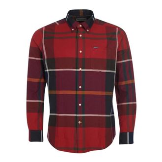 Barbour Casual Shirts, male, Red, Size: M Red Tailored Shirt Twill Weave