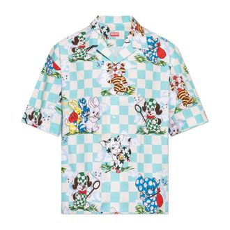 Kenzo Short Sleeve Shirts, male, Blue, Size: M Printed Shirt