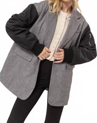 HYFVE Herringbone Mixed Media Coat In Black