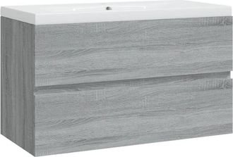 vidaXL Sink Cabinet with Built-in Basin Grey Sonoma Engineered Wood vidaXL
