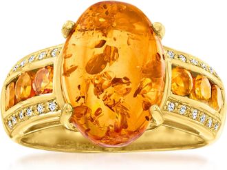 Ross-Simons Amber Ring With Citrines With White Topaz Accents in 18kt Gold Over Sterling