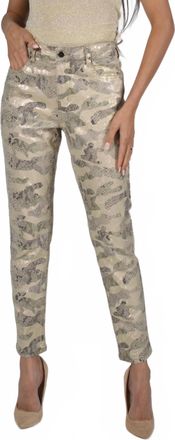Frank Lyman Design Raelyn Reptile Print Denim Pant In Gold