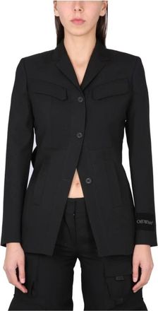 Off-white Blazer met knoopsluiting vooraan - Dames - Blazers - Zwart - S - Jassen