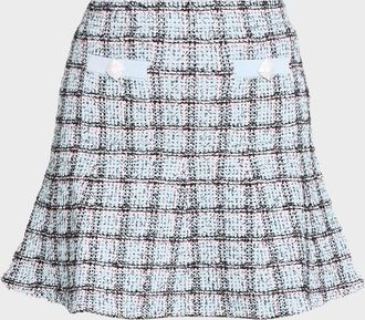 Self Portrait Check Knit Mini Skirt