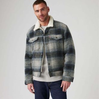 Levi's Mens Levis Type III Sherpa Trucker Jacket in Grey Cotton - Size X-Large