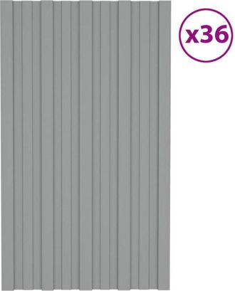 vidaXL Panel Para Tejado Acero Galvanizado Gris 36 Unidades 80x45 Cm Vidaxl