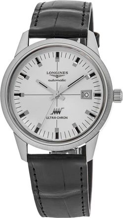 Longines Ultra Chron Classic Automatic Silver Dial Leather Strap Mens Watch L2.937.4.72.2