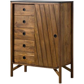 Massivmoebel24 Cassettiera in legno di Mango 90x45x120 marrone oliato / granito scuro LOS ANGELES 110