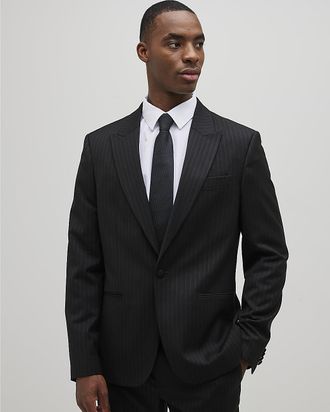 River Island Mens Suit Jacket Black Slim Fit Stripe - Size 38 Regular