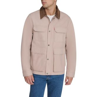 Levi's Corduroy Collar Cotton Canvas Jacket in Fawn at Nordstrom, Size Xx-Large