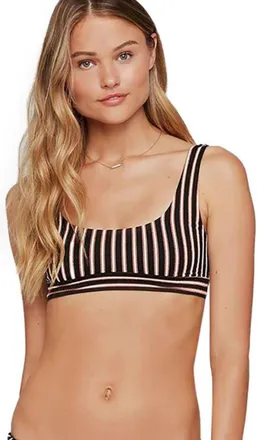 L*Space Womens Miller Bikini Top In Black/white/bronze Stripe
