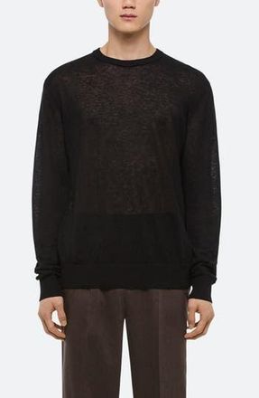 Helmut Lang Sheer Logo Linen Long Sleeve T-Shirt in Black at Nordstrom Rack, Size Medium
