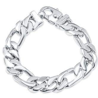 Pompeii3 Mens Figaro Link 14k Gold (135gram) or Platinum (217gram) 15.5mm Bracelet 8.5