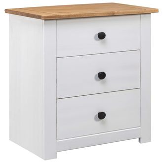 vidaXL Vidaxl - Mesita De Noche Madera Maciza Pino Panam&aacute; Blanco 46x40x57 Cm