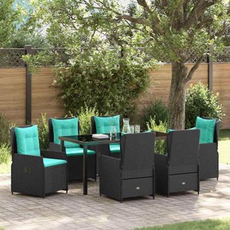 vidaXL Conjunto De Comedor De Jard&iacute;n 7 Pcs Negro Polirat&aacute;n Vidaxl