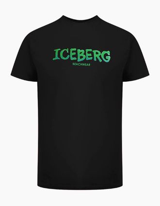 Iceberg Mens Ice Iceberg Bold Logo Black T-Shirt - Size: 36