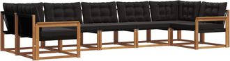 vidaXL Conjunto De Sof&aacute;s De Exterior 7 Uds. Natural Y Negro Vidaxl