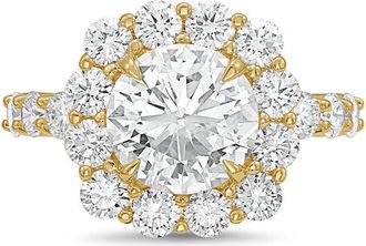 Diana M. Jewels 18kt yellow gold 19.00cts Lab-Grown Round Diamond Halo Ring with Diamond Band