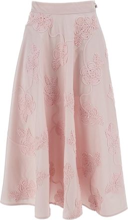 Rotate Voluminous Floral Appliqu&eacute; Midi Skirt