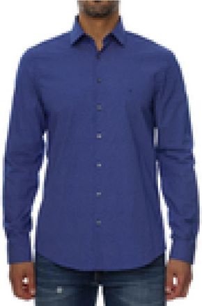 Calvin Klein Gedrukte Easy Care Slim Shirt - Heren - Casual Overhemden - Blauw - 4XS - Leer - Overhemden