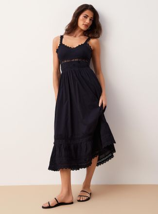 Icone Womens Embroidered crocheted cotton voile dress