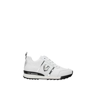 Love Moschino Sneakers, female, White, 3 UK, White Leather Logo Trainers Lace-Up