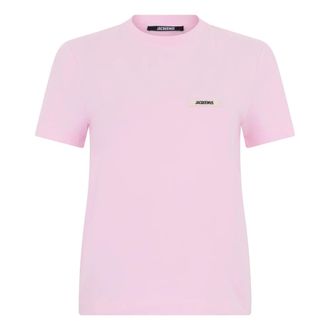 Jacquemus T-Shirts, female, Pink, Size: XS Gros Grain T-shirt with Short Sleeves
