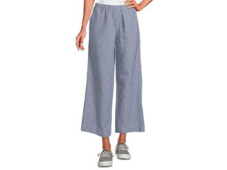 Mod-o-doc Cropped Wide Leg Pants Womens Casual Pants Ocean Stripe : LG 27, Cotton/Polyester