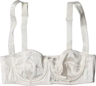 Dolce & Gabbana Womens White Silk Satin Underwire Bra Semi Pad Underwear Elastane Clothing
