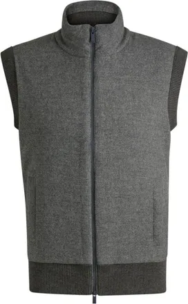 BOSS Regular-fit gilet with brushed-flannel front