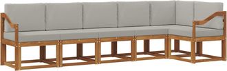 vidaXL Conjunto De Sof&aacute;s De Exterior 6 Uds. Natural Y Gris Claro Vidaxl
