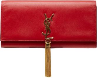 Saint Laurent Red Color Leather Clutch Bag (Pre-Owned)