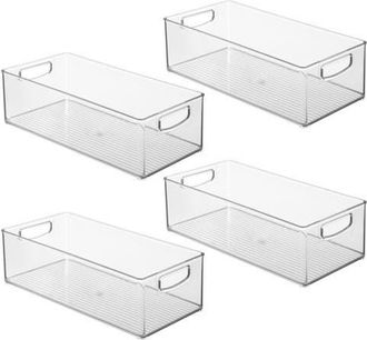 Linus iDesign Stackable Storage Bin with Handles, Set of 4, Clear at Nordstrom