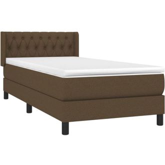 vidaXL Cama Box Spring Con Colch&oacute;n Tela Marr&oacute;n Oscuro 90x190 Cm Vidaxl