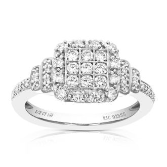 Vir Jewels 1/2 cttw Lab Grown Diamond Engagement Ring in Sterling Silver For Women