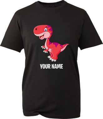 Generic Personalised Your Name Funny Dinosaur T-Shirt Funny Kids and Adults Dino Lovers T-Rex Unisex Birthday Gift Tee Top (Black, L)