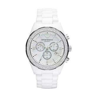 Emporio Armani Accessoires, Dames, Wit, ONE Size, Ceramica Chronograph