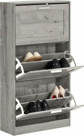 SoBuy 3 Flip Drawers Narrow Shoe Cabinet Vintage Grey,FSR137-L-HG - Sobuy