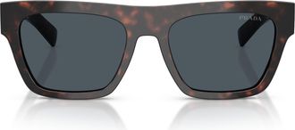 Prada 0pr C03s Bold Rectangular Tortoiseshell Sunglasses