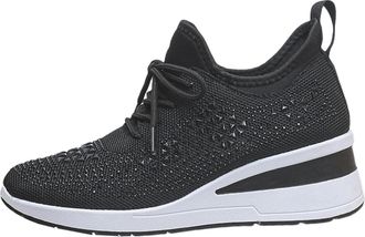 Generic o Ladies Flip Flops Women Sneakers Mesh Socks Casual Outerwear Women Shoes Breathable Casual Sports Shoes Women Tennis Shoes (Black, 6.5)