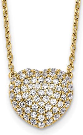 Diamond2Deal 14k Gold 3/4 Ct Lab Grown Diamond Heart Pendant Necklace 18