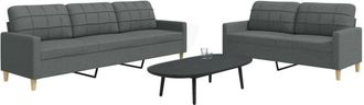 vidaXL Juego De Sof&aacute;s 2 Piezas Tela Gris Oscuro Vidaxl