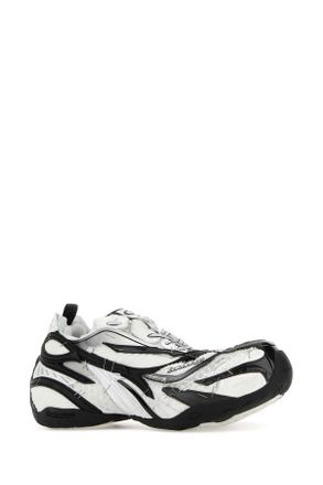Balenciaga Mens Two-Tone Fabric Soleless Sneakers Blk-Wht-Silv T Polyurethane Polyester Blk/wht/silv