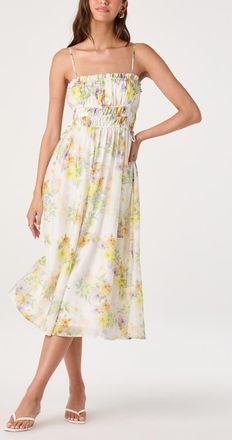 ASTR the Label Maren Floral Print A-Line Dress in White Multi Floral at Nordstrom, Size X-Large