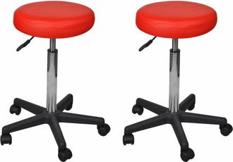 vidaXL Taburetes de oficina 2 uds cuero sintético rojo Vidaxl