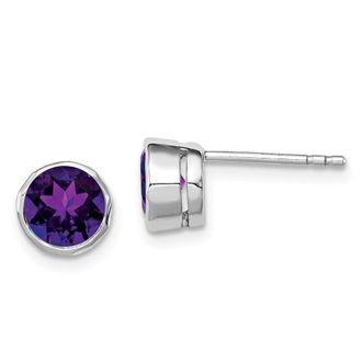 Diamond2Deal Sterling Silver Rhodium-plated Amethyst Earrings