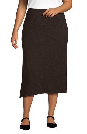 Lands End Crinkle Midi Skirt in Rich Coffee at Nordstrom, Size 18W