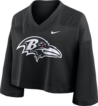 Nike Baltimore Ravens Rewind Fashion Nike Womens Dri-FIT NFL Cropped Jersey in Black | 03O300A8G-7ZM